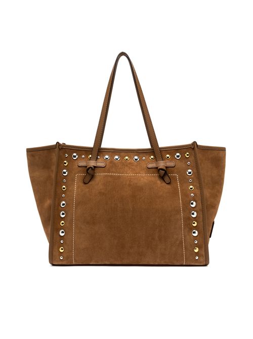 Shopping bag Marcella in suede con borchie GIANNI CHIARINI | BS 12400 TNGRCARAMEL